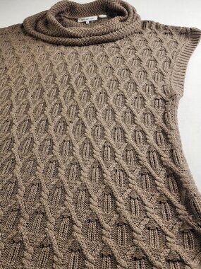 Eight Eight Eight Womens Large Brown Knit Sleevless Cotton Vest Pullover Sweater